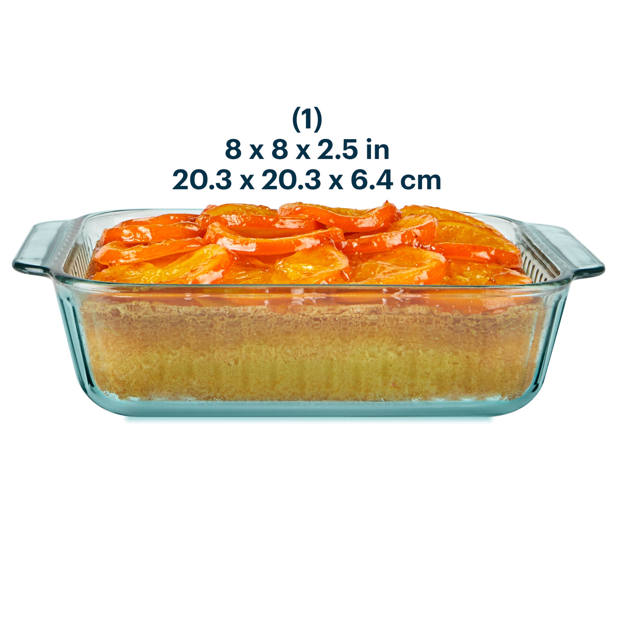 Pyrex® Sculpted Tinted Glass 8" Square Baking Dish, Aqua - Image 2