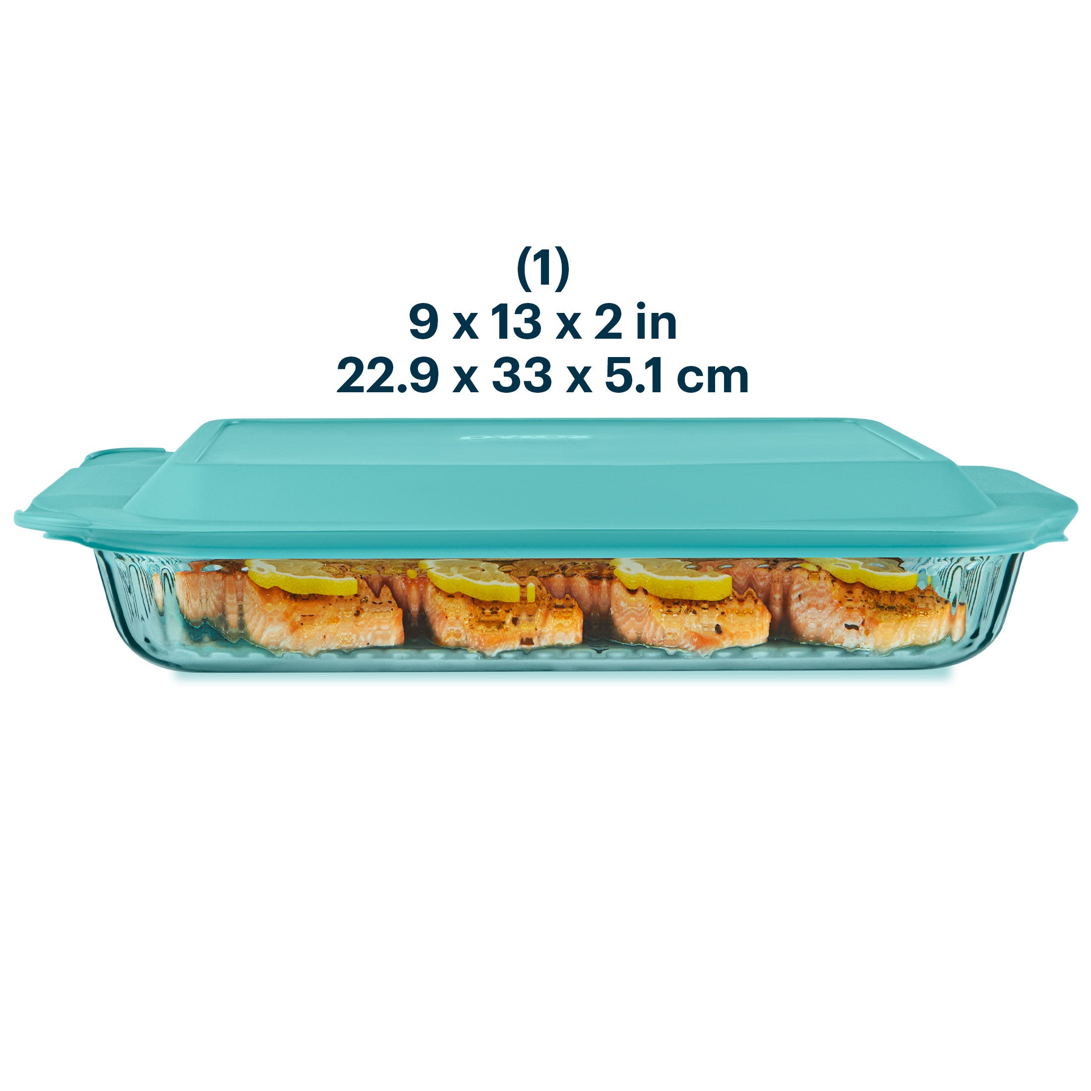 Pyrex® Sculpted Tinted Glass 3QT Oblong Baking Dish with Lid, Aqua - Image 2