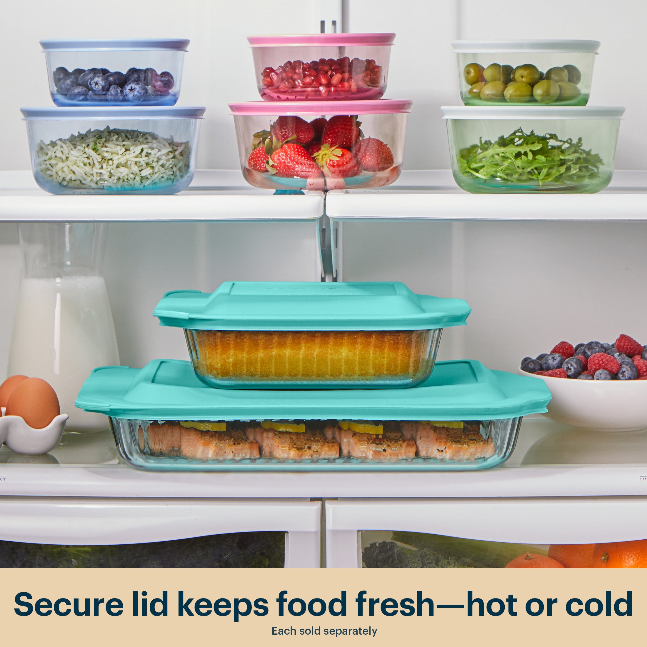 Pyrex® Sculpted Tinted Glass 8" Square Baking Dish with Lid, Aqua - Image 6
