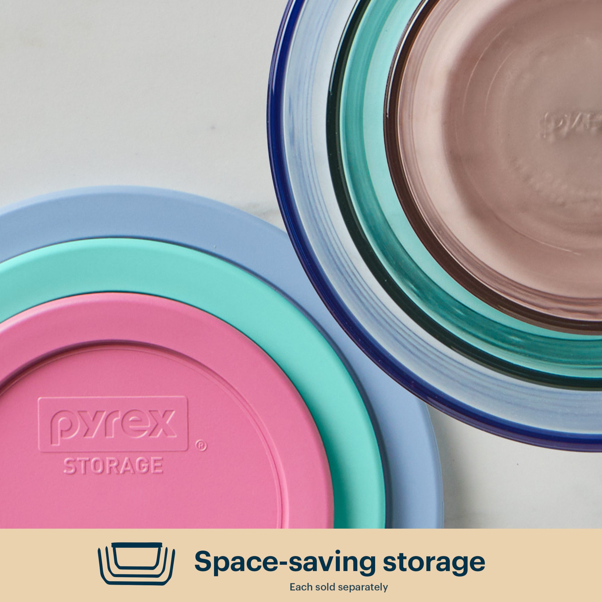 Pyrex® Simply Store® Tinted Glass 4-cup Round Storage Container with Lid, Pink - Image 5