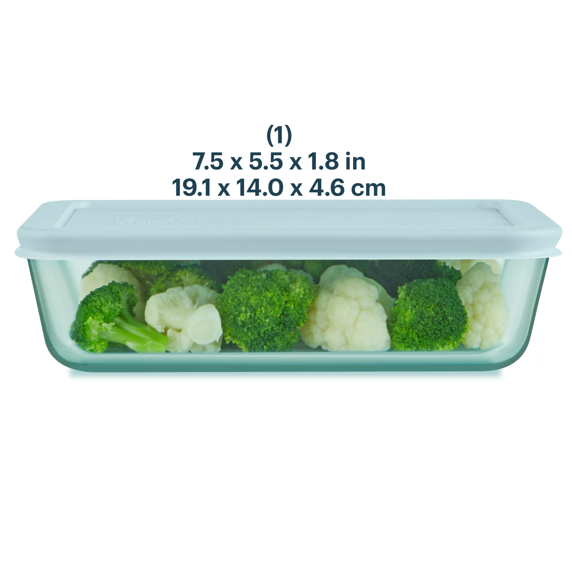 Pyrex® Simply Store® Tinted Glass 6-cup Rectangle Storage Container with Lid, Aqua - Image 2