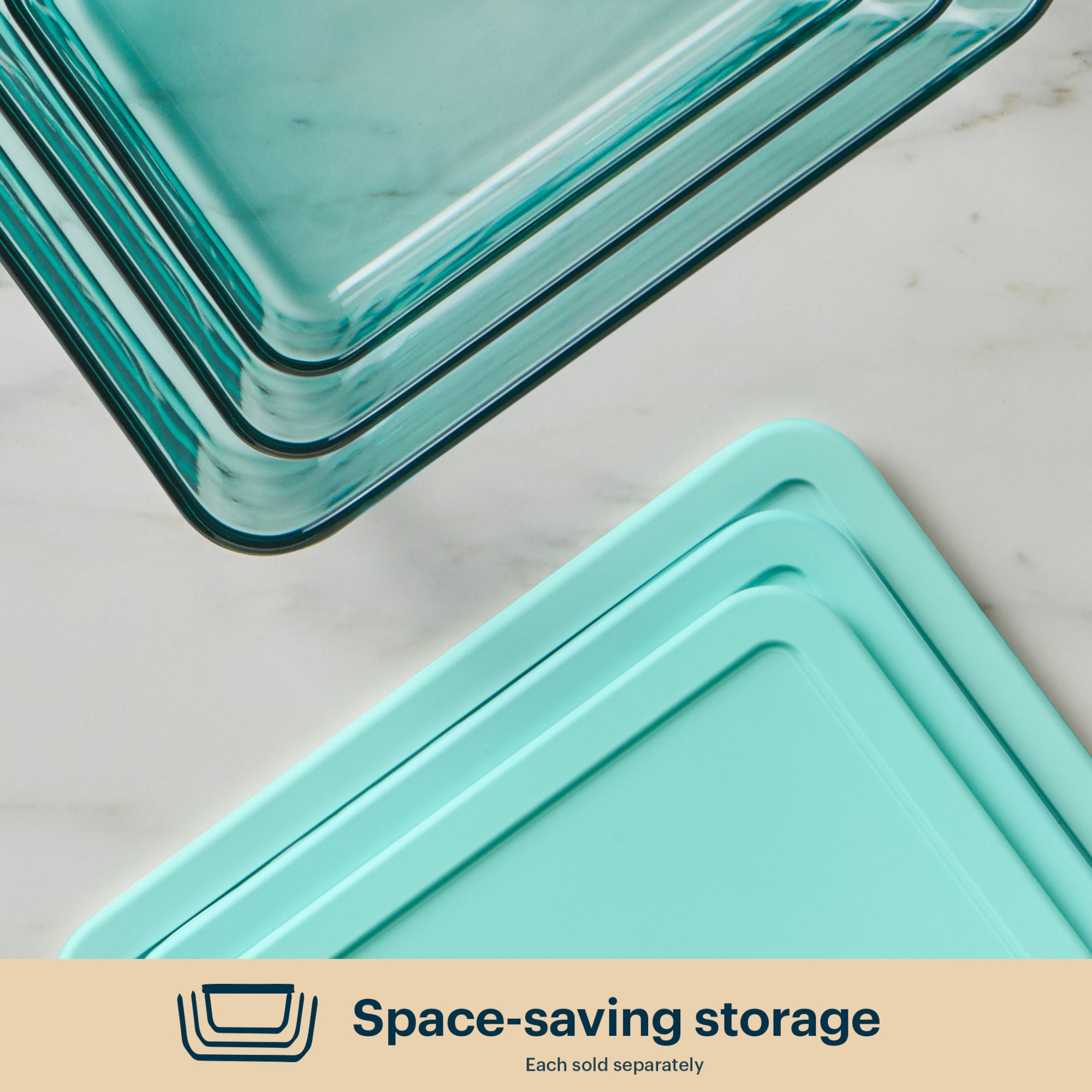 Pyrex® Simply Store® Tinted Glass 6-cup Rectangle Storage Container with Lid, Aqua - Image 5