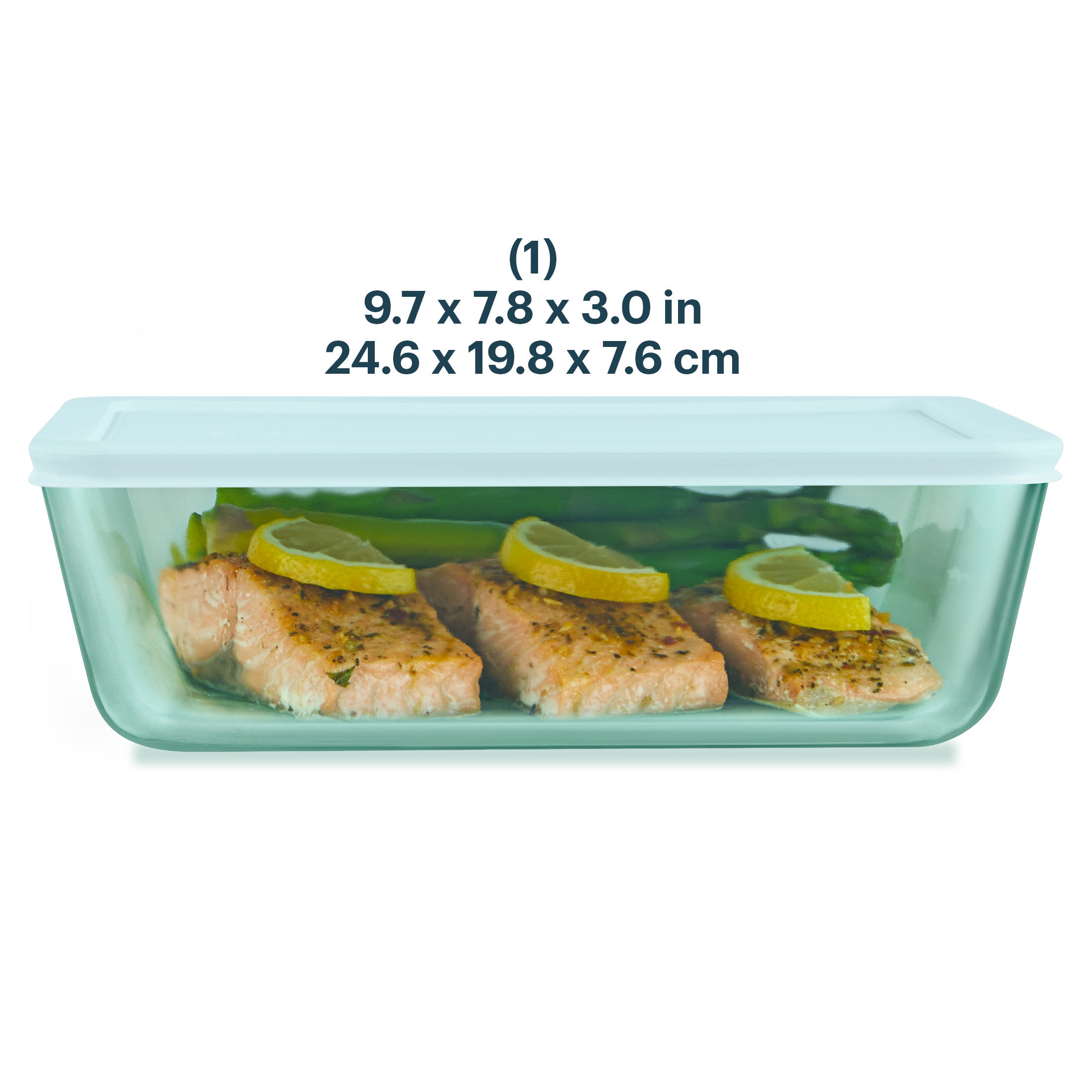 Pyrex® Simply Store® Tinted Glass 11-cup Rectangle Storage Container with Lid, Aqua - Image 2