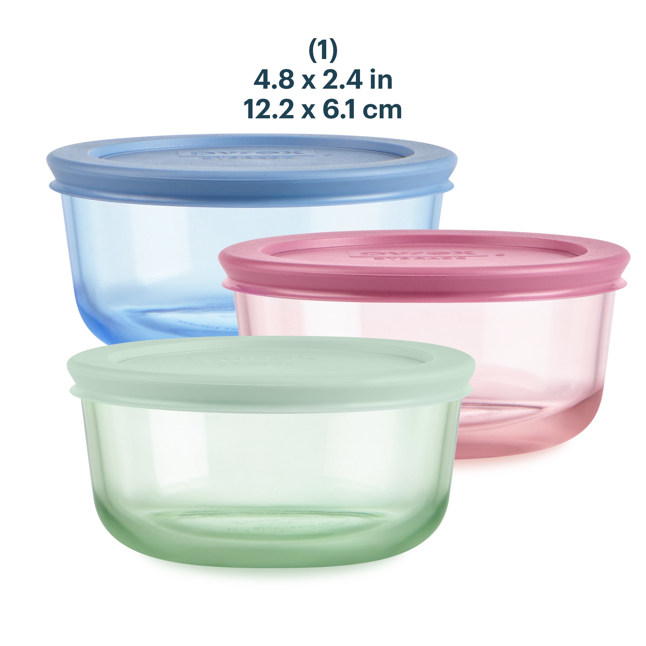 Pyrex® Simply Store® Tinted Glass 2-cup Round Storage Containers, 6-pc Set, Mixed Colors - Image 3