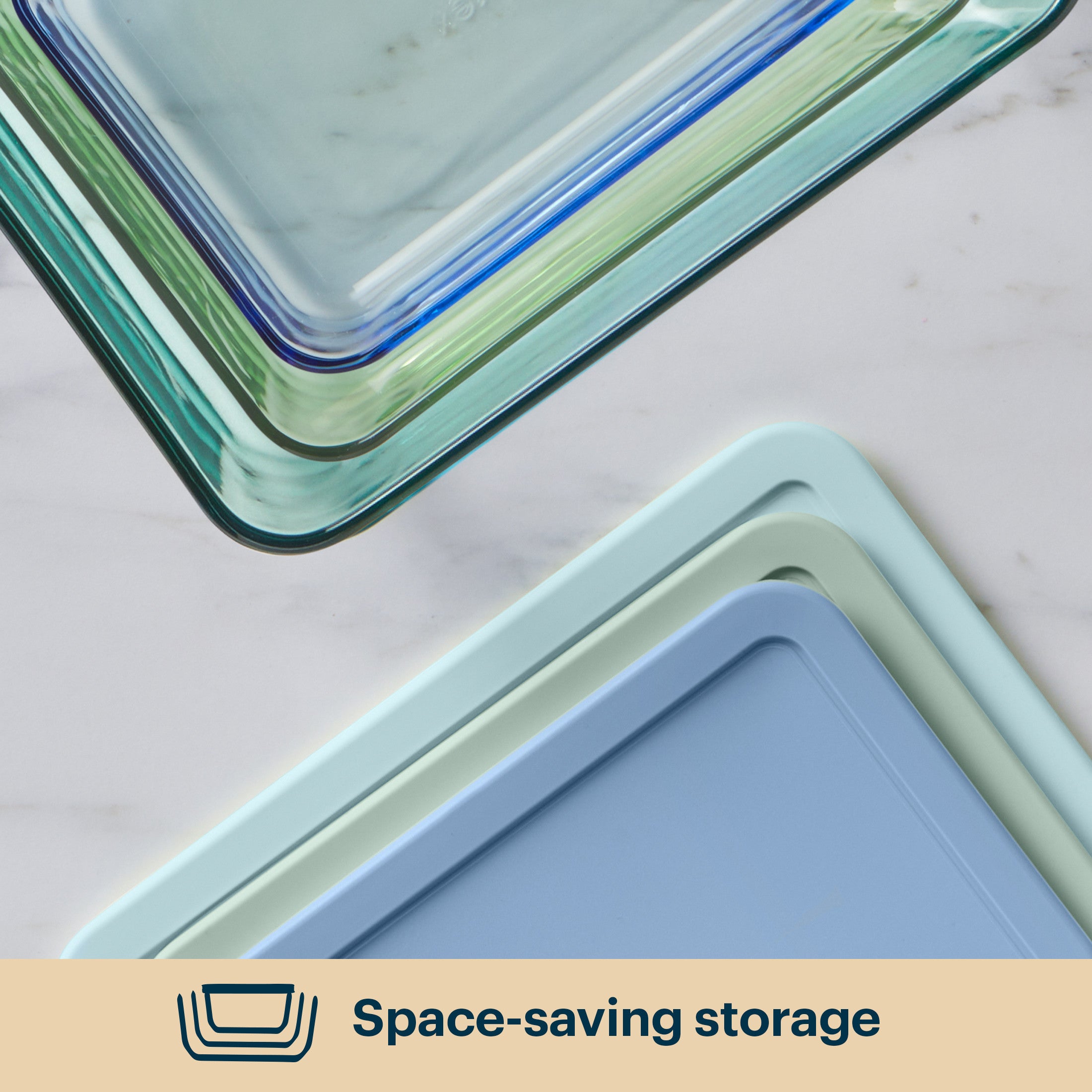 Pyrex® Simply Store® Tinted Glass Rectangle Storage Containers, 6-pc Set, Mixed Colors - Image 5