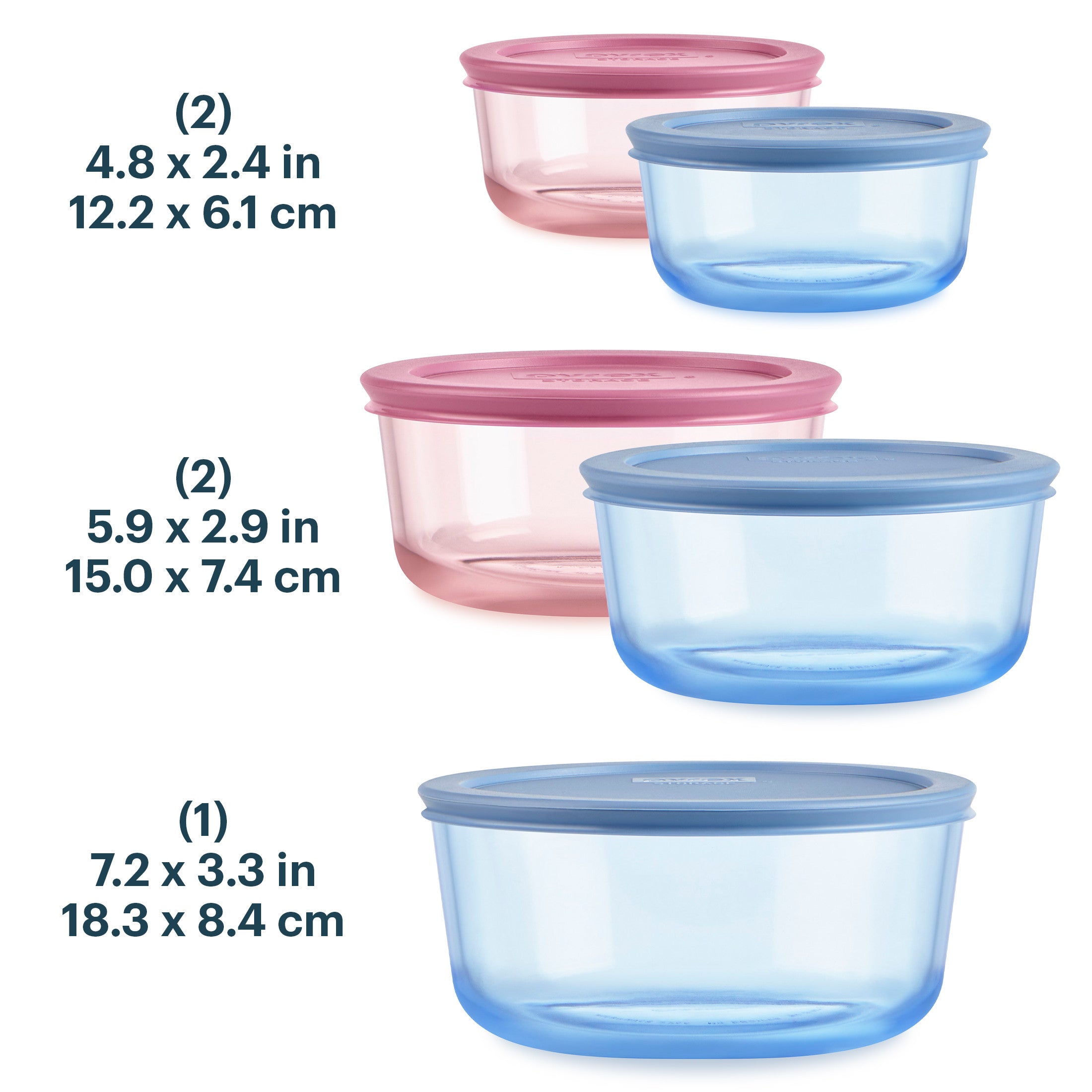 Pyrex® Simply Store® Tinted Glass Round Storage Containers, 10-pc Set, Mixed Colors - Image 3