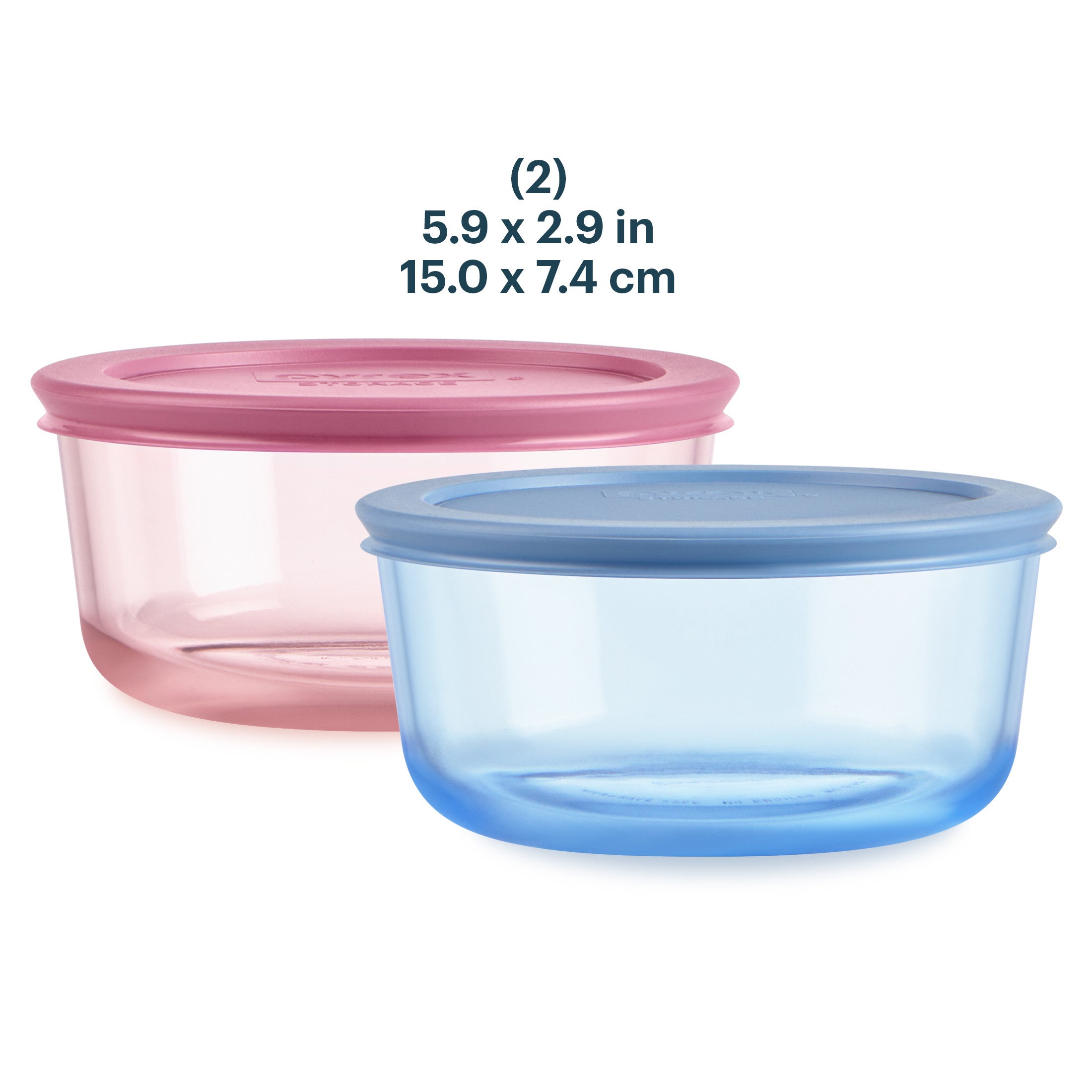 Pyrex® Simply Store® Tinted Glass 4-cup Round Storage Containers, 4-pc Set, Mixed Colors - Image 3