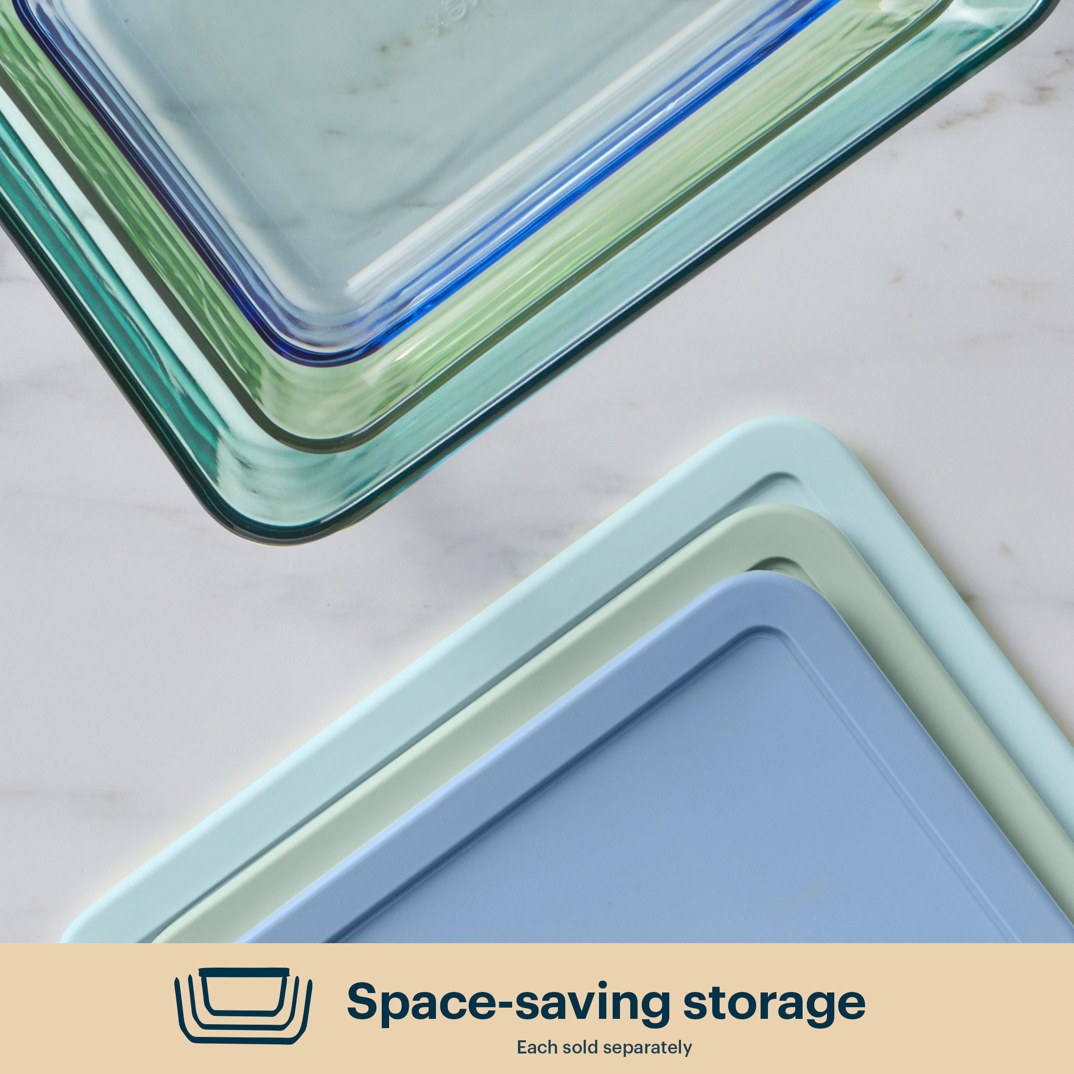 Pyrex® Simply Store® Tinted Glass 3-cup Rectangle Storage Containers, 4-pc Set, Mixed Colors - Image 5
