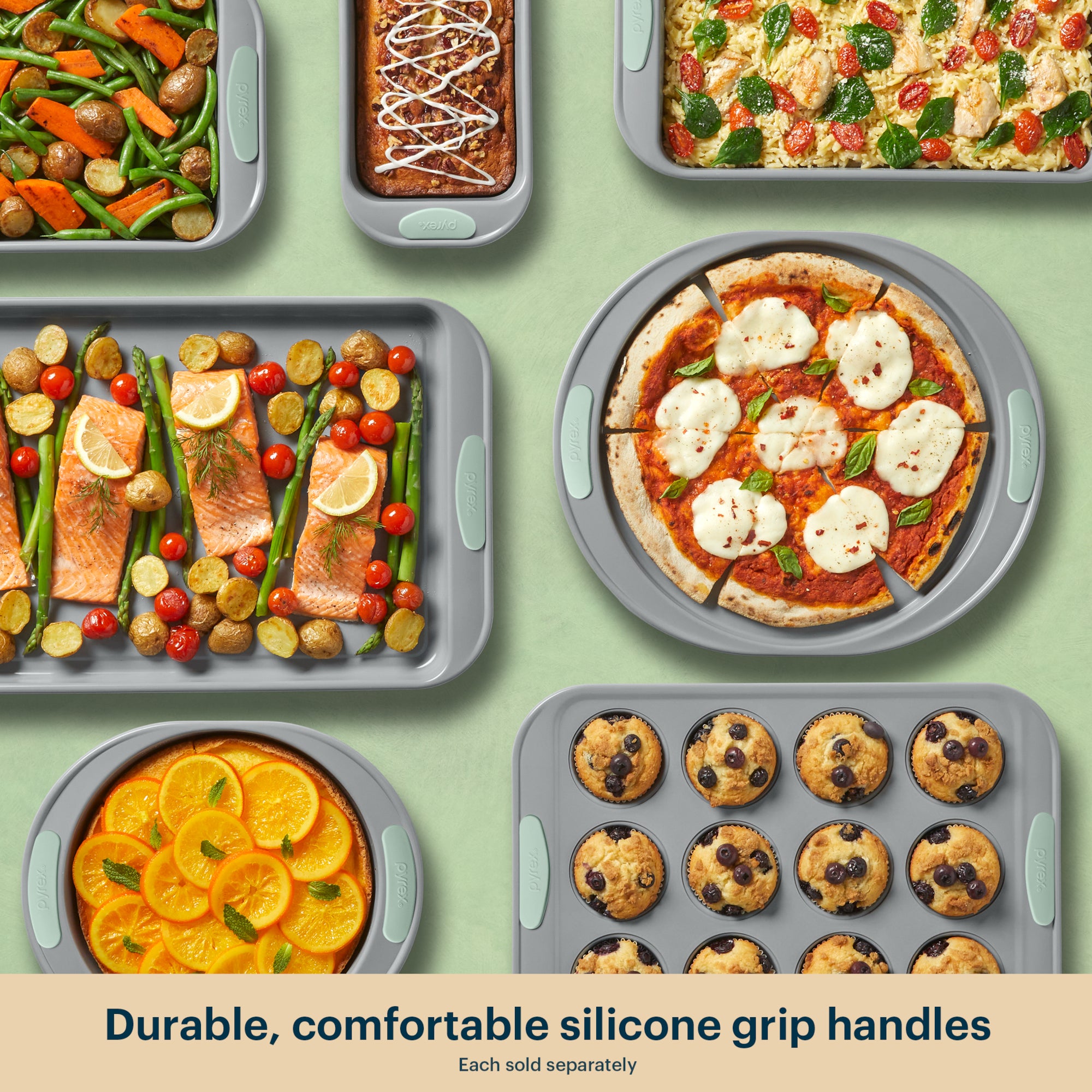 Pyrex® Metal Bakeware 8-Piece Set in Sage - Image 5