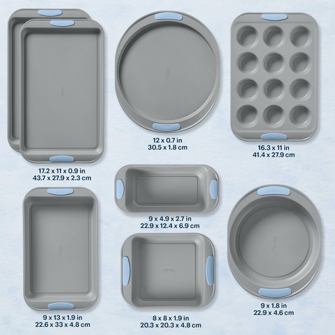 Pyrex® Metal Bakeware 8-Piece Set in Cerulean - Image 2