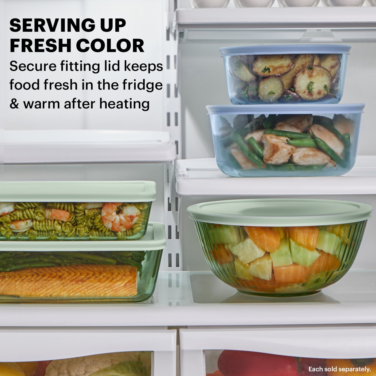 Pyrex® Colors Sculpted Tinted 2.3-quart Mixing Bowl with Lid, Green - Image 4