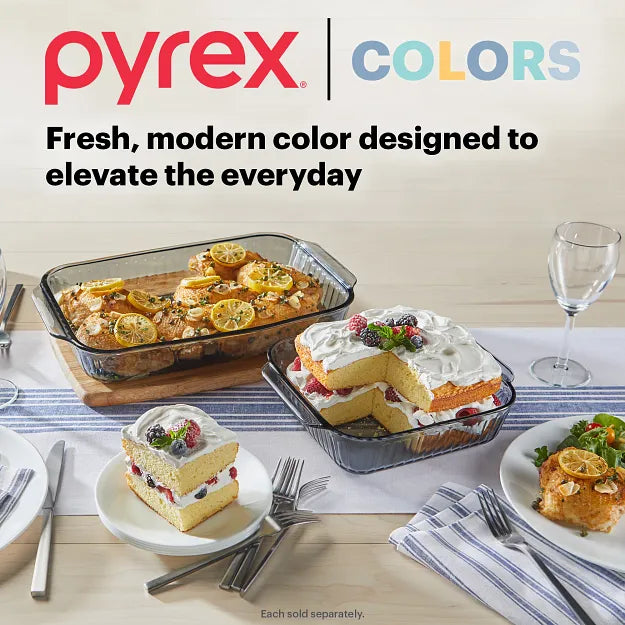 Pyrex® Colors Sculpted Tinted 9" x 13" Baking Dish with Plastic Lid, Smoke - Image 4