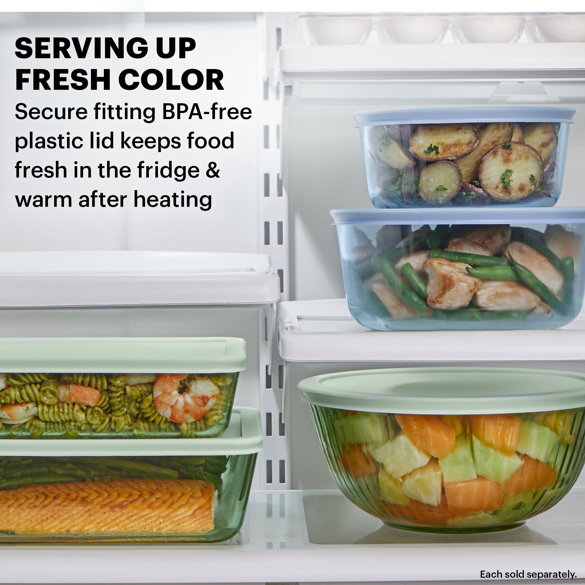 Pyrex® Simply Store® Tinted 12-piece Storage Set with Plastic Lids, Green and Blue - Image 3
