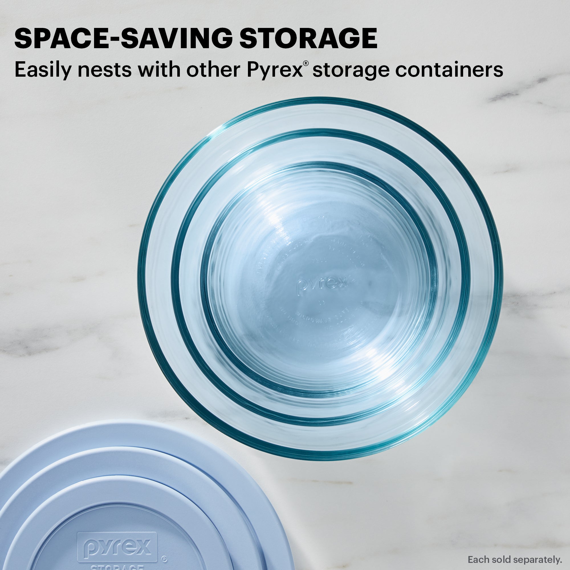 Pyrex® Simply Store® Tinted 2-cup Round Storage with Plastic Lid, Blue - Image 4