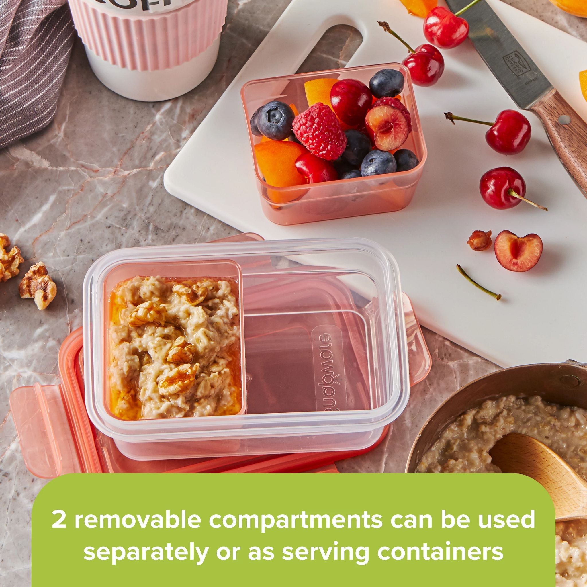 Snapware® Meal Prep Divided: 2-cup Rectangle Storage Container, 2-Section - Image 2