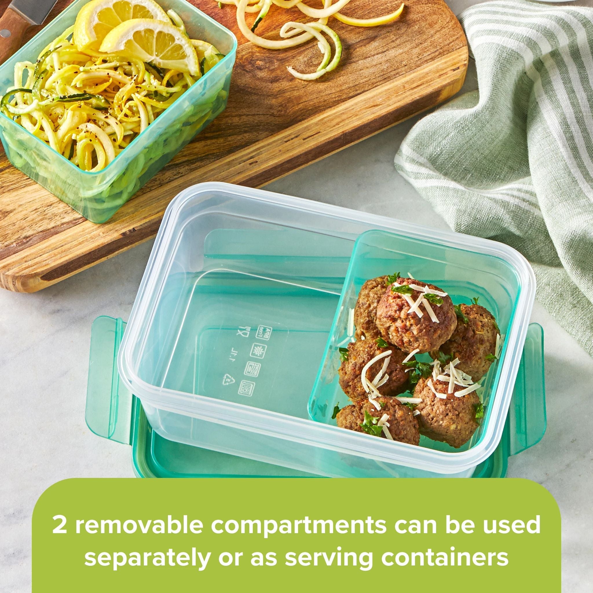 Snapware® Meal Prep Divided: 4.6-cup Rectangle Storage Container, 2-Section - Image 2