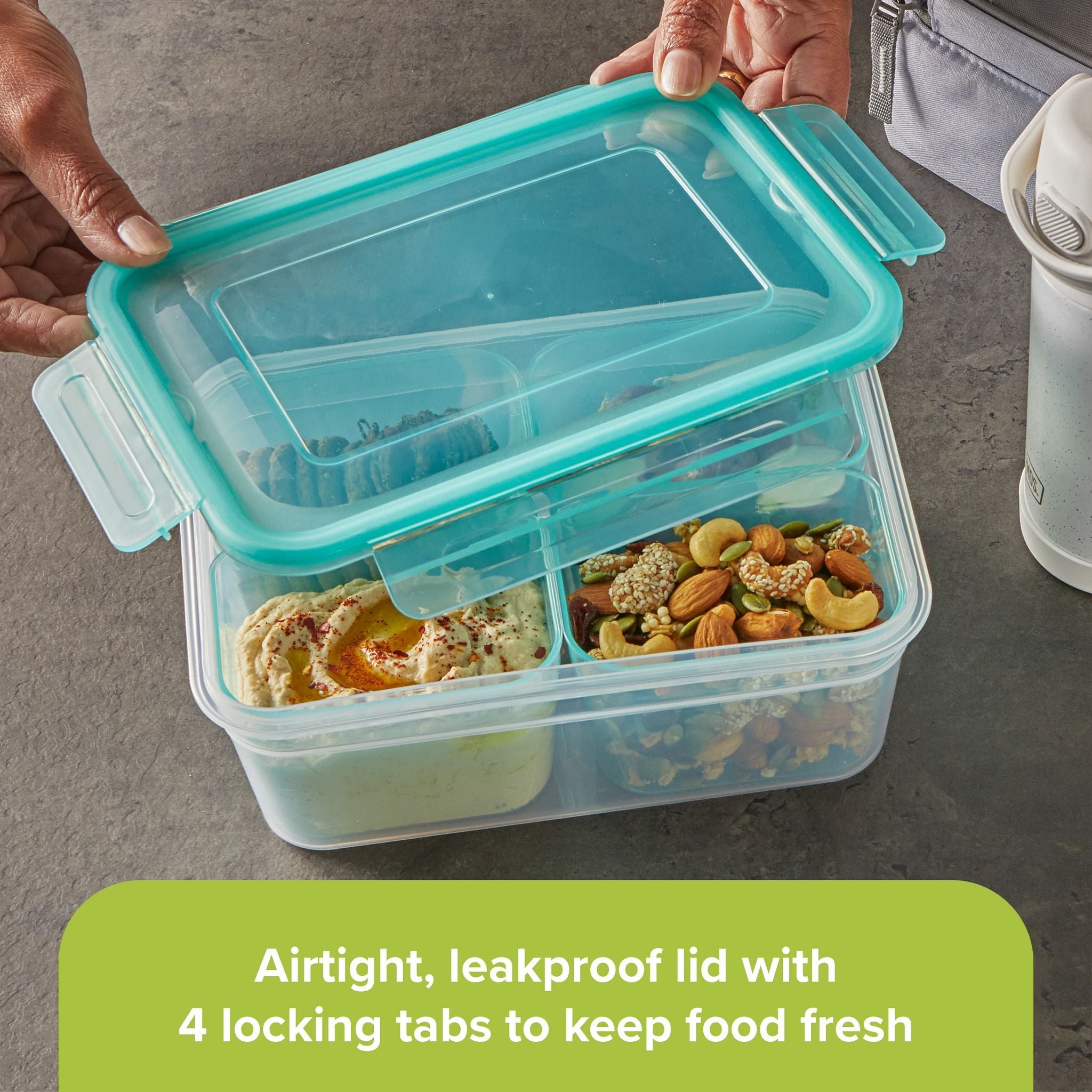 Snapware® Meal Prep Divided: 8.5-cup Rectangle Storage Container, 4-Section - Image 4