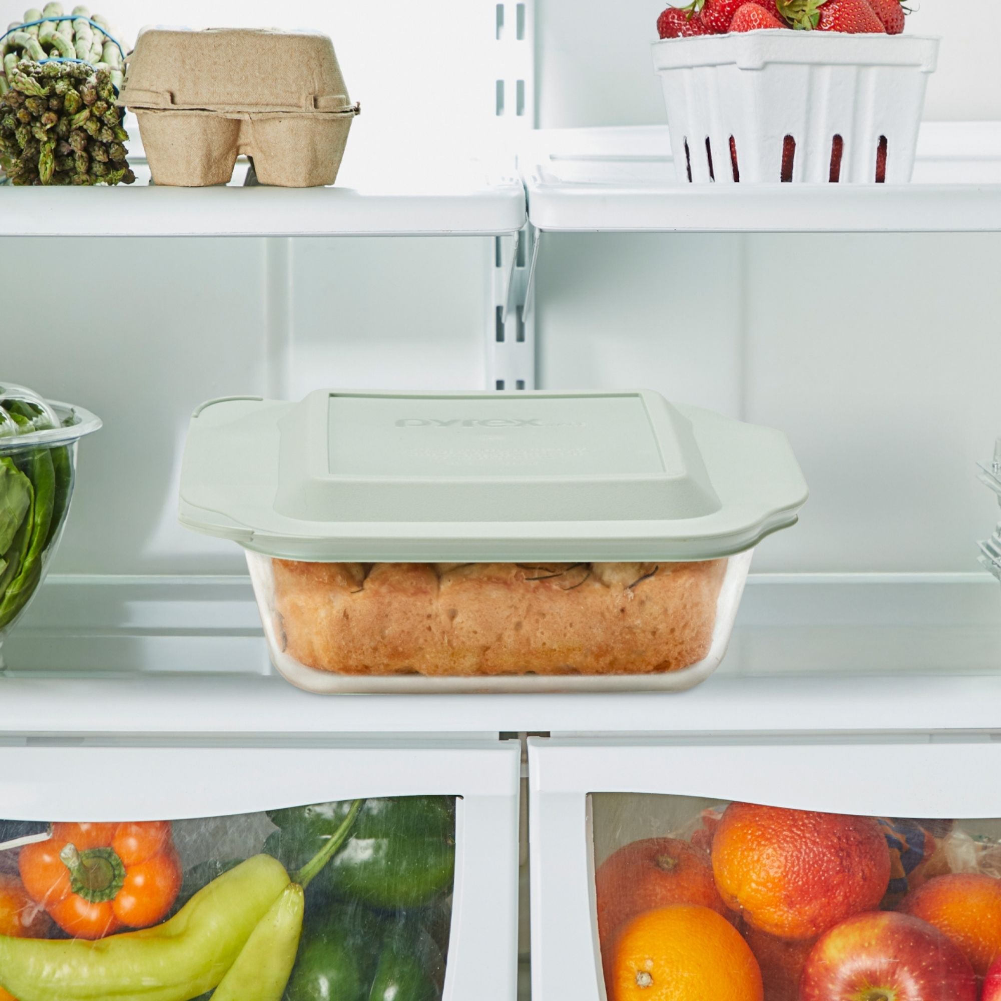 Pyrex® Deep 8" Square Glass Baking Dish with Sage Green Lid - Image 4
